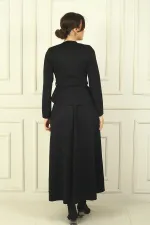 Veste zippée pour femme avec taille cintrée et ceinture, jupe longue élastiquée, ensemble deux pièces en daim