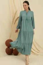 Robe longue hijab avec col en dentelle