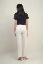 Pantalon palazzo en mousseline pour femme, avec taille élastique et poches