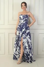 Robe longue en satin à motifs avec doublure et armatures pour femme