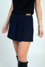 Jupe courte en crêpe à chaîne pour femme