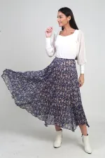 Jupe triangle mi-longue à fleurs doublée et taille élastique pour femme