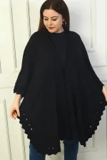 Women's Laser Cut Plus Size Acrylic Poncho