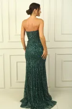 Strapless, embellished, sequined, lined long dress