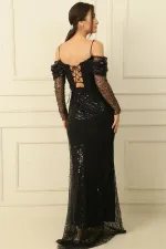 Boncuklu Straplez Astarlı Elbise