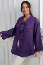 Gilet en cachemire 3 fils pour femme avec devant en dentelle