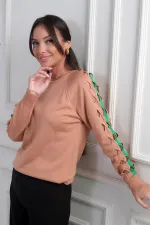 Women's Striped Sleeve Knit Blouse
