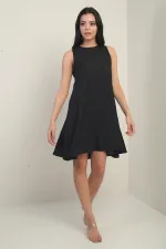 Women's Round Neck Assorted Pattern Corded Short Dress