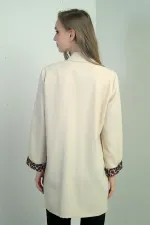 Women's Shawl Collar Leopard Printed Long Sleeve Lycra Jacket