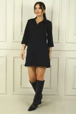 Kadın Polo Yaka Duble Kollu Kısa Elbise