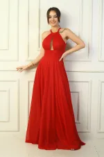 Robe de soirée longue à sequins, dos nu, buste plissé, doublée, pour femme