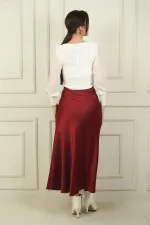 Women's Long Satin Skirt with Elastic Waist