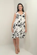 Women's V-Neck Patterned Ruffle Skirt Comfortable Fit Dress