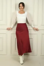 Women's Long Satin Skirt with Elastic Waist