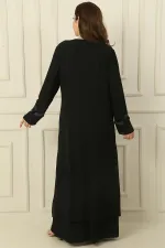 Robe couleur sable ornée de pierres, haut en mousseline, grande taille, ensemble deux pièces