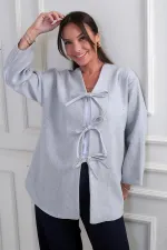 Gilet en cachemire 3 fils pour femme avec devant en dentelle