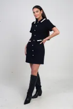 Robe courte Chanel pour femme avec jarretière passepoilée