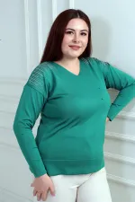 Chemisier en maille grande taille à imprimé pierre et col en V pour femme