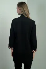 Women's Shawl Collar Leopard Printed Long Sleeve Lycra Jacket