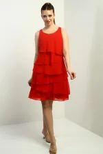 Women's Lined Layered Chiffon Dress