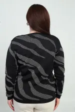 Chemisier grande taille à col en V et motif zèbre pailleté