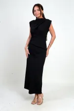 Robe midi drapée sur le devant pour femme