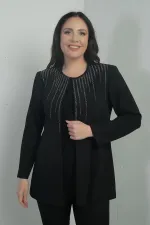 Ensemble deux pièces veste femme brodée pierre à manches longues BB