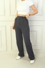 Kadın Beli Cırt Cırtlı Kapama Likralı Palazzo Pantolon