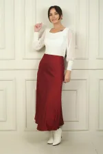 Women's Long Satin Skirt with Elastic Waist