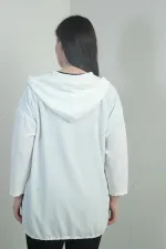 Women's Hooded, Button-Front, Pocketed, Ruffled Plus Size Cardigan