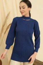 Pull tunique de sport à col bas et motif tricoté