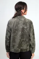 Manteau en daim pour femme avec poche et fermeture éclair sur le devant