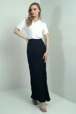 Jupe longue pour femme avec taille élastique et motif froissé