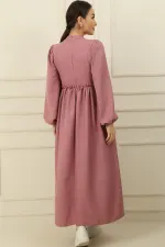 Lace Linen Effect Long Dress