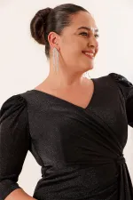 Robe grande taille à volants, doublée et pailletée