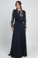 Robe longue en mousseline pour femme, doublée, avec ceinture à fleurs et haut à sequins.