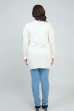 Women's Plus Size Tunic Blouse with Striped Sleeves