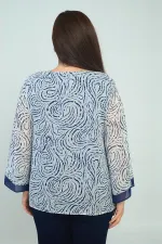 Chemisier en mousseline à motifs, col en V, grandes tailles, pour femme