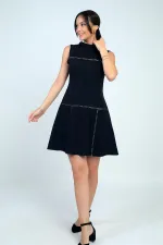 Kadın Ara Şeritli Kısa Krep Elbise