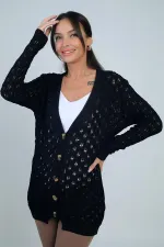 Gilet mercerisé décontracté à col en V et boutons pour femme