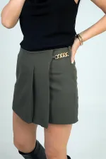 Jupe courte en crêpe à chaîne pour femme