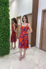 Women's Off-Shoulder Lined Batik Pattern Short Chiffon Dress