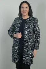 Leopard Print Plus Size Two-Piece Set with Collar Brooch