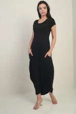 Women's Round Neck, Pocketed, Lycra Harem Dress