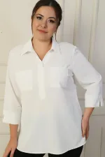 Polo Yaka Cepli Çeyrek Kol B.B. Bluz