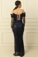 Boncuklu Straplez Astarlı Elbise