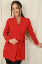 Devrik Yaka Beli Bağlamalı Krep Ceket