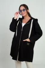 Gilet en boucle confortable à capuche et poche zippée pour femme