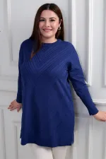 Blouse tunique grande taille à col rond pour femme