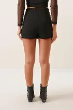 Önü Çift Yırtmaçlı Çelik İnterlok Likra Şort Etek